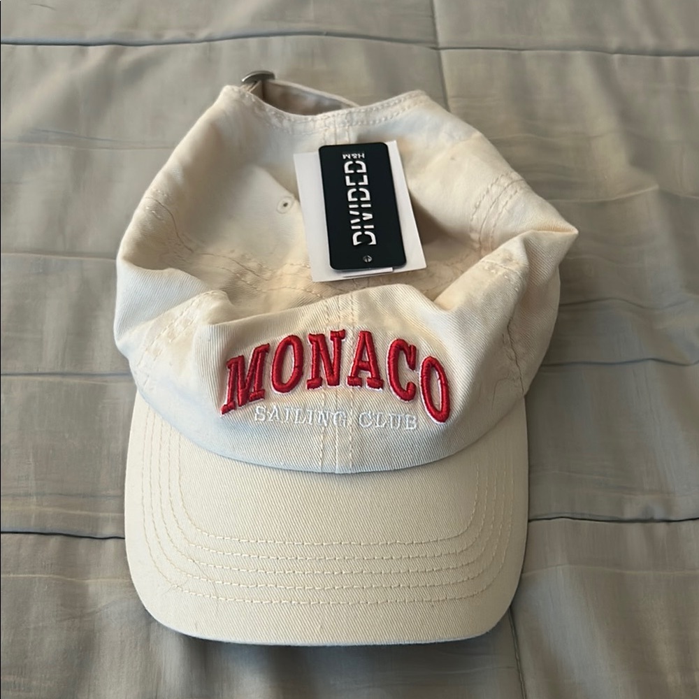 Monaco Sailing Club Cotton Baseball Cap - White with Red Embroidery